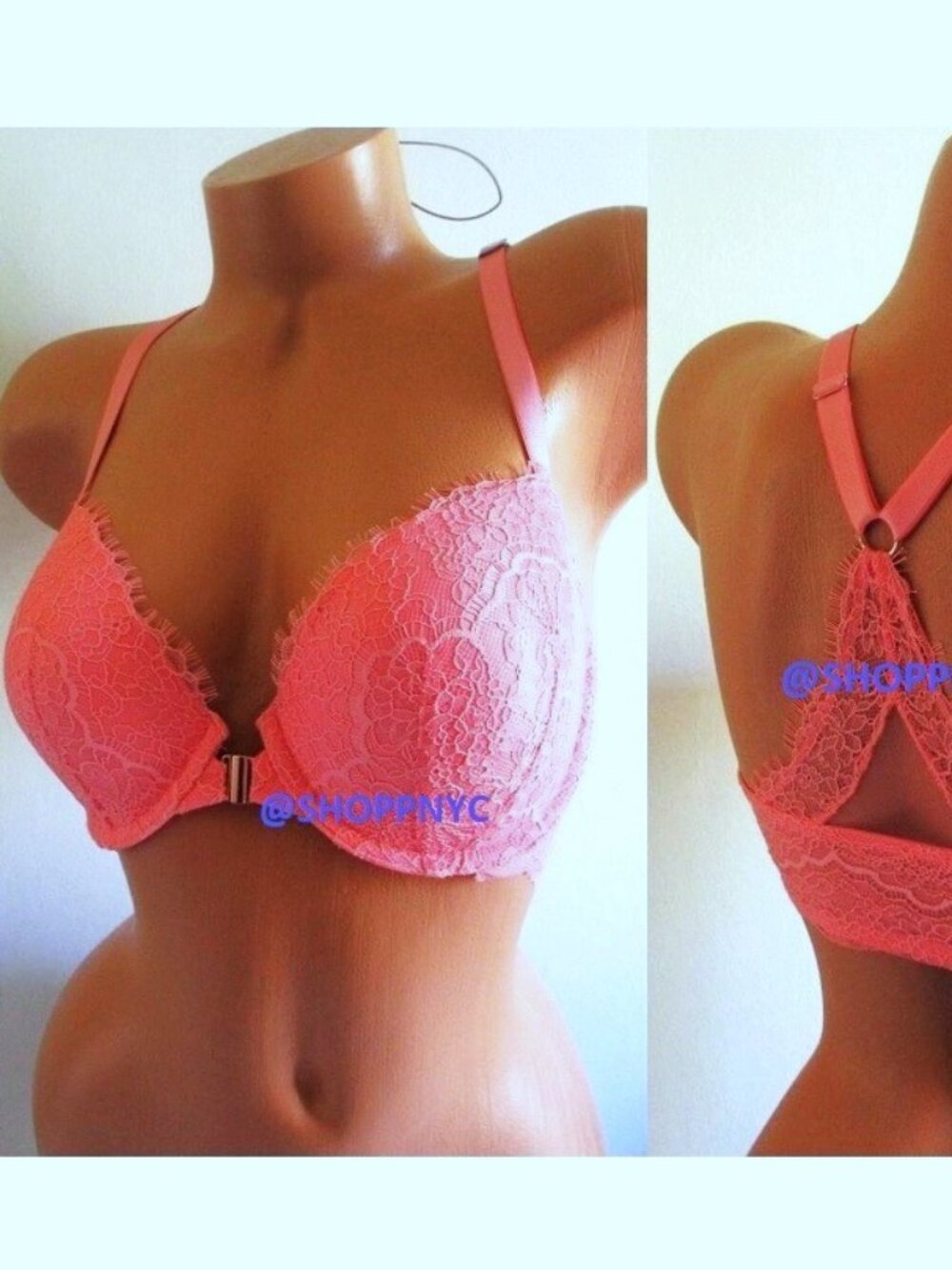 34DDD VICTORIA SECRET Dream Angels Lined Demi Bra Front Close Racerback Lace